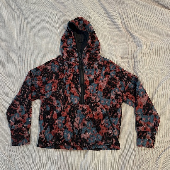 Prana Lined Cozy Sherpa Half Zip Pullover Hoodie Sweater Medium - Picture 1 of 5